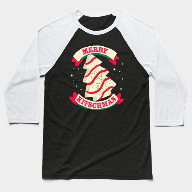 Merry Kitschmas with cake tree Baseball T-Shirt by JDawnInk